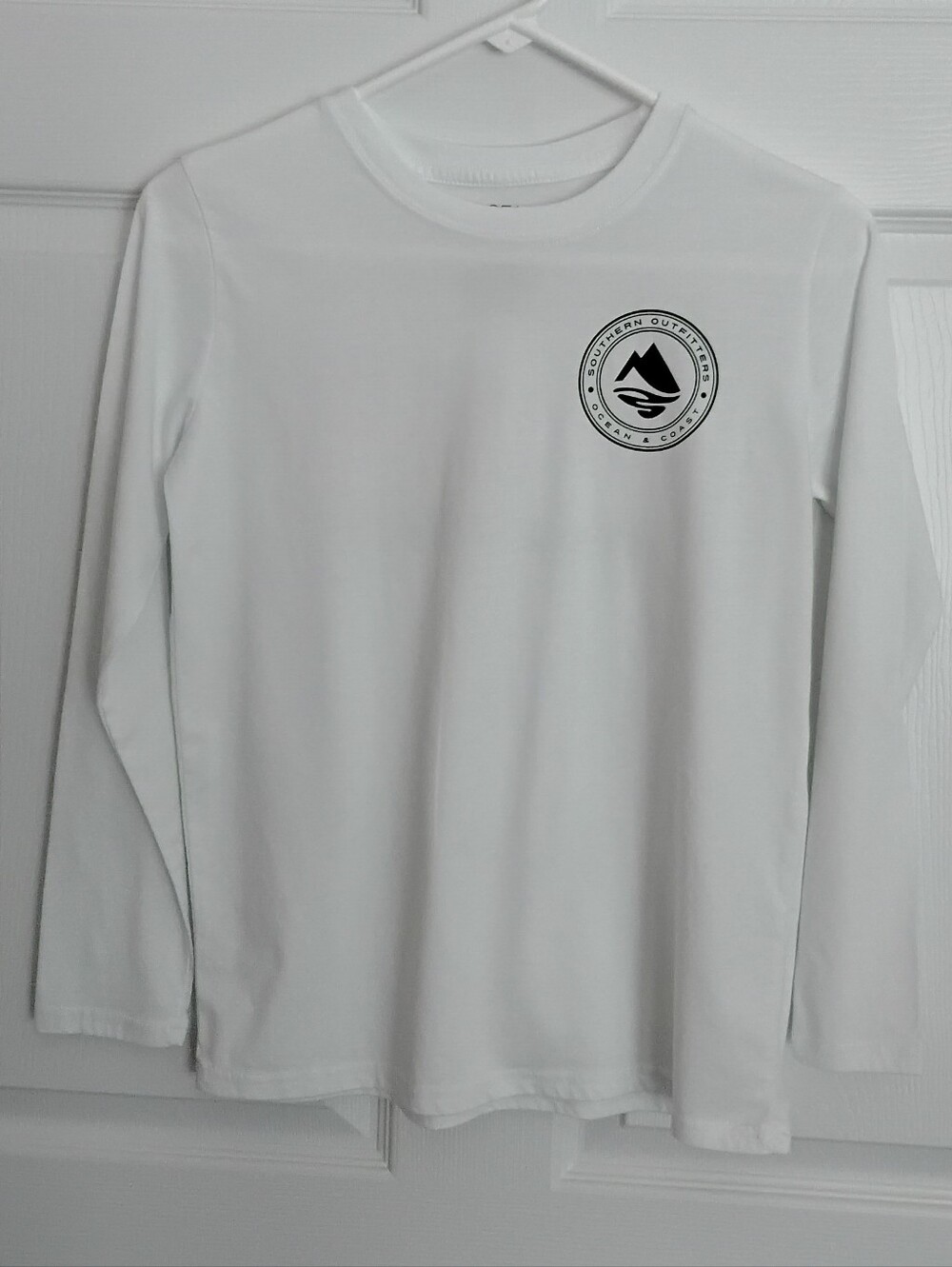Boys Ocean & Coast White Long Sleeve Tee with Chest Logo